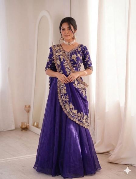 HB 191 Crunshi Purple Party wear lehenga choli suppliers